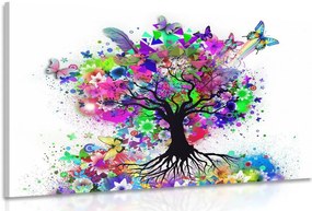 Quadro su tela – Albero fiorito pieno di colori