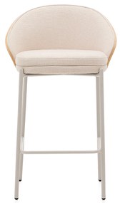 Kave Home - Sgabello Eamy in ciniglia beige, impiallacciato in frassino con rifinitura naturale e meta