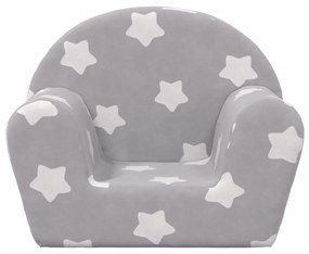 Divano per bambini grigio chiaro con stelle in morbido peluche