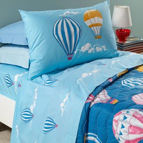 Completo Lenzuola in Cotone Mongolfiere Singolo Caleffi Kids