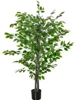 EASYCOMFORT Pianta Artificiale di Ficus Alta 135cm con Vaso per Interno ed Esterno - Verde