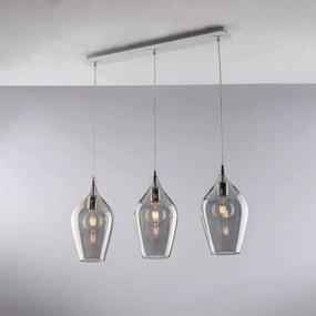 Lampadario Binario Contemporaneo Ares Metallo Grigio Fumè 3 Luci E27