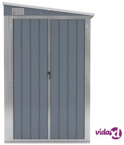 vidaXL Capanno Giardino a Parete Grigio 118x382x178 cm Acciaio Zincato