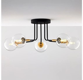 Jupiter 2040 - Lampadario a sospensione con supporto rigido BURANO 5xG9/10W/230V nero/oro/limpido