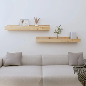 Mensole Da Parete 2 Pz 80x12x9cm İn Legno Massello Di Pino /