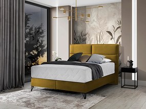 Letto matrimoniale boxspring Svezia - 180 x 200 cm , Tessuto giallo