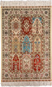 Hereke Tappeto 90 x 60 Beige (Cina) Annodato A Mano