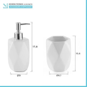 Set bagno da appoggio 4 pezzi in bianco in ceramica Dalia