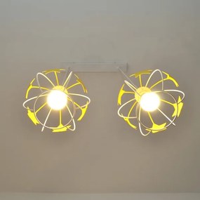 Lampadario a sospensione per bambini STARS 2xE27/15W/230V giallo/bianco