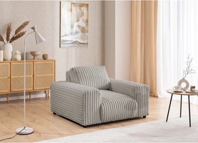 Poltrona grigio chiaro con rivestimento in velluto a coste Justin – Ropez