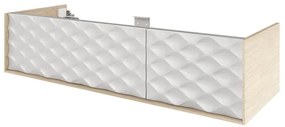 Mobile da bagno sotto lavabo SENSEA Neo Frame bianco e rovere naturale laccato lucido L 135 x H 32 x P 48 cm 2 cassetti, lavabo non incluso