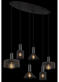 Globo 15648-6H - Lampadario a cavo JEDD 6xE27/60W/230V nero