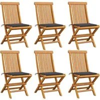 Sedie da Giardino con Cuscini Antracite 6 pz Massello di Teak cod mxl 6486