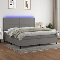 Letto a Molle Materasso e LED Grigio Scuro 200x200cm in Tessuto cod mxl 33608