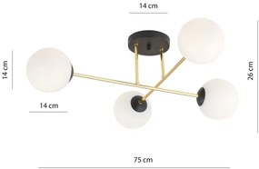 Lampadario a sospensione con supporto rigido MAGNUM 4xE14/10W/230V bianco/oro/nero