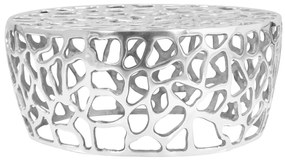 Tavolino Da Salotto İn Alluminio Martellato 70x30 Cm Argento /
