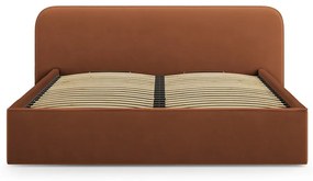 Letto matrimoniale imbottito color terracotta con contenitore e rete inclusi 180x200 cm Elizabeth – Micadoni