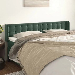 Testiera Ad Orecchio Verde Scuro 203x16x78/88 Cm İn Velluto /