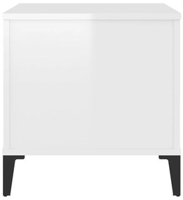 Tavolino Salotto Bianco Lucido 60x44,5x45 cm Legno Multistrato