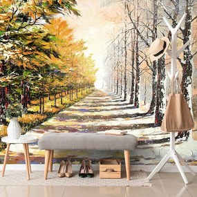 Carta da parati – Viale autunnale di alberi