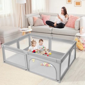 Costway Recinto extra large per neonati e bambini con rete traspirante, Box per bambini per interno ed esterno Grigio