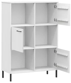 Libreria gambe metallo bianco 90x35x128,5cm legno massello oslo