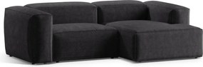 Divano angolare grigio scuro (con penisola a destra/con chaise lounge) con rivestimento in velluto a coste Bergamo – Cosmopolitan Design