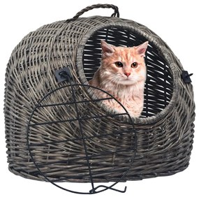 Trasportino Per Gatti Grigio 45x35x35 Cm İn Salice Naturale /