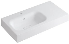 Lavabo integrale rettangolare vasca a sinistra L 90.5 x H 15 x P 46 cm in resina bianco lucido