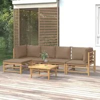 Set Salotto da Giardino 6pz con Cuscini Tortora Bamb 3155116