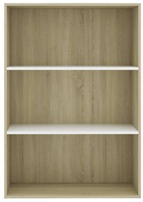 Libreria 3 ripiani bianco rovere sonoma 80x30x114cm multistrato