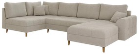 Divano angolare beige in tessuto bouclé (angolo destro/"U") Ariella - Ropez