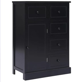 Credenza con 10 Cassetti Nera 113x30x79 cm in Legno