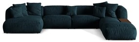 Divano angolare componibile blu scuro (con penisola a destra/a U) con rivestimento in velluto Martina – Micadoni