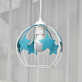 Lampadario a sospensione per bambini STARS 1xE27/15W/230V turchese/bianco