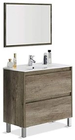 Mobile bagno 80 cm con lavabo e specchio rovere - Dakota 94611