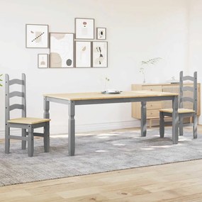 Set Da Pranzo 3 Pz Panama Grigio İn Legno Massello Di Pino /