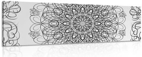 Stampa su tela – Mandala floreale astratta in bianco e nero