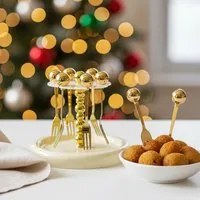 Set 6 forchettine dorate con stand Spiky Party