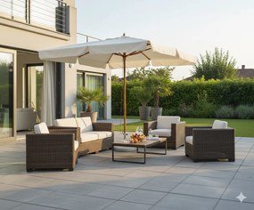 Ombrellone da Giardino 3x4 m Palo Ø48 mm in Legno Vorghini De Lux Ecrù...