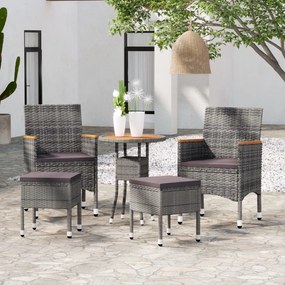 Set divani da giardino 5 pz in polyrattan grigio