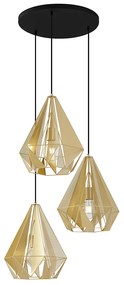 Lampada a sospensione industriale oro con rete 3 luci - Carcass