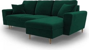 Divano angolare verde allungabile e con contenitore con rivestimento in velluto Kyoto – Cosmopolitan Design