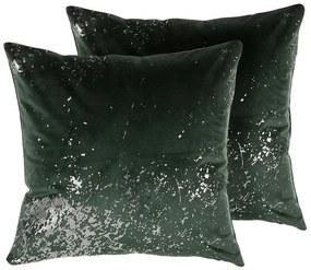 Set di 2 cuscini velluto verde scuro 45 x 45 cm HONEYWORT Beliani