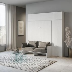 Letto a scomparsa matrimoniale 160 cm con mobili Bianco KENTARO SOFŔ