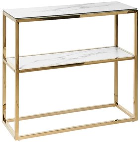Tavolino consolle vetro temperato bianco e oro 80 x 30 cm AZUSA Beliani
