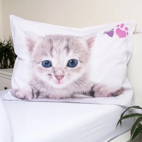 Set copripiumino e federa da bambini bianco in cotone per letto singolo 140x200 cm Kitten "Colour" – Jerry Fabrics