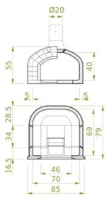 Palazzetti Ghiottone small forno a legna in cemento refrattario con porta in alluminio