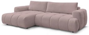 Divano angolare rosa allungabile e con contenitore (penisola a sinistra/chaise lounge) con rivestimento in ciniglia Fuji – Bobochic Paris