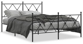 Giroletto Con Testiera E Pediera Metallo Nero 140x190 Cm /